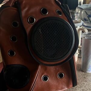 Brown Portable Speaker Backpack with Built-In Speaker